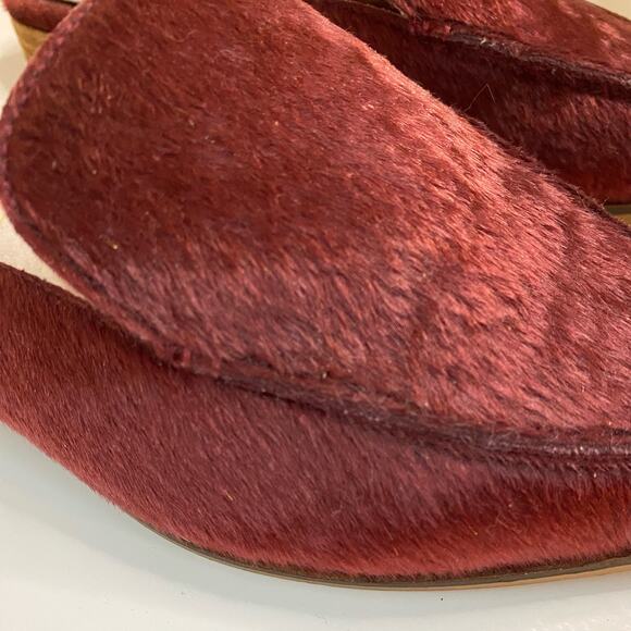 Mi.iM Lux Burgundy Red Calf Hair Mule Loafer Slipper Flats Womens 7.5 - Picture 5 of 16